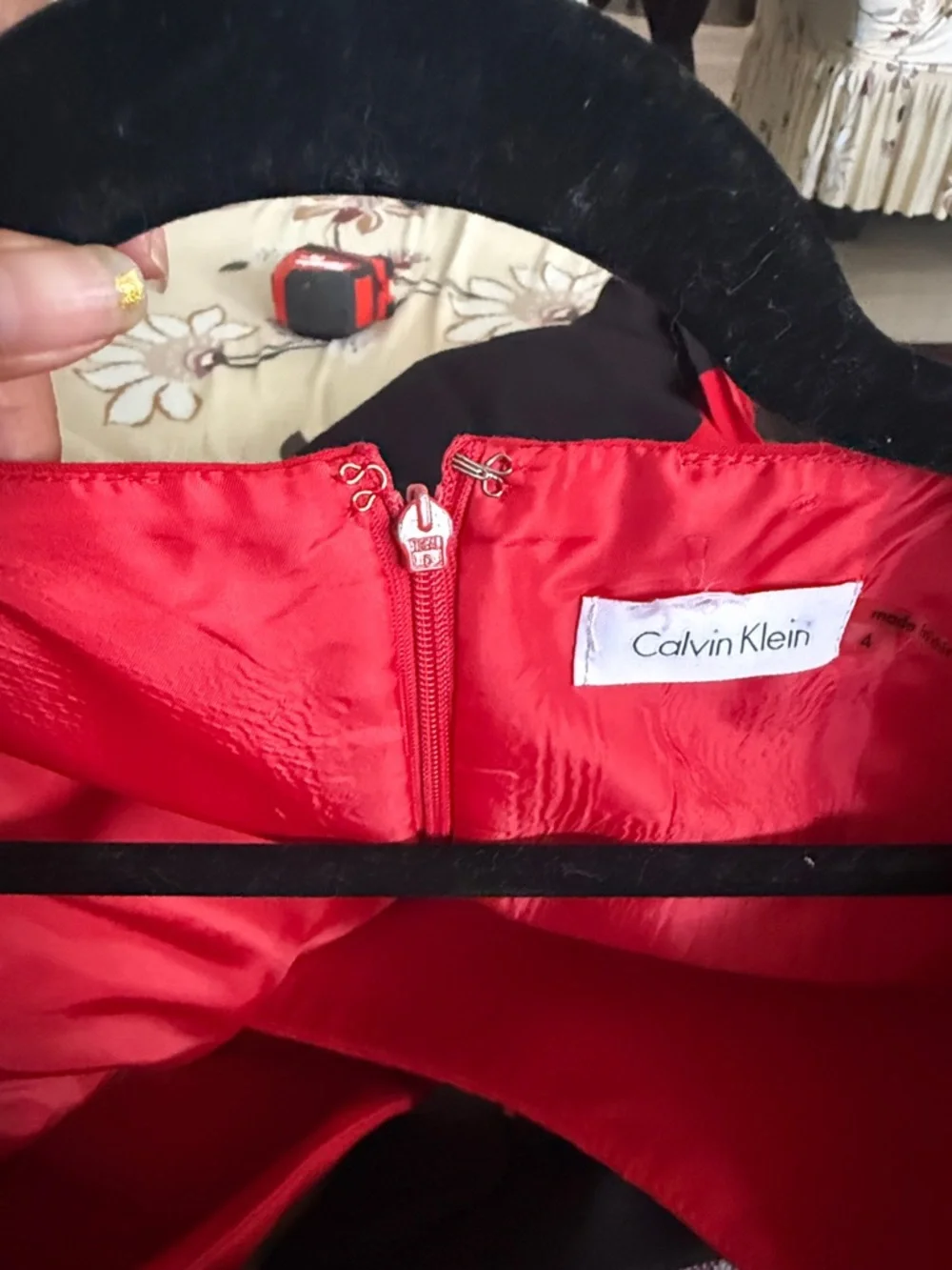 Calvin Klein Red and Black Colorblock Midi Sheath Dress size 4 - Picture 10 of 15